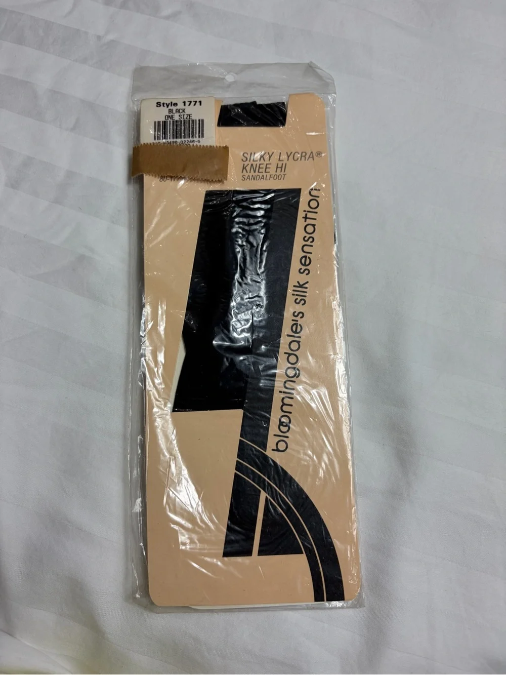 NWT vintage Bloomingdale’s black silky knee high Sandler foot socks nylons